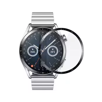 Microsonic Huawei Watch GT3 46mm Tam Kaplayan Temperli Cam Full Ekran Koruyucu Siyah