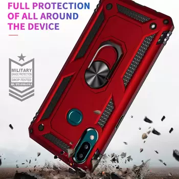 Microsonic Samsung Galaxy A10s Kılıf Military Ring Holder Kırmızı