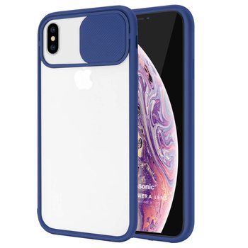 Microsonic Apple iPhone XS Kılıf Slide Camera Lens Protection Lacivert