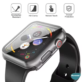 Microsonic Apple Watch Series 6 44mm Kılıf Clear Premium Slim WatchBand Şeffaf