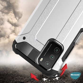 Microsonic Xiaomi Poco M3 Kılıf Rugged Armor Gümüş