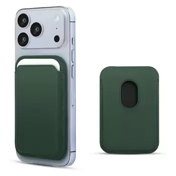 Microsonic Apple iPhone 17 Pro Max Leather Wallet MagSafe Koyu Yeşil