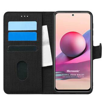 Microsonic Xiaomi Redmi Note 10 Kılıf Fabric Book Wallet Siyah