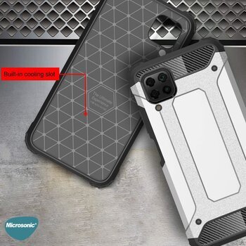 Microsonic Huawei P40 Lite Kılıf Rugged Armor Gümüş