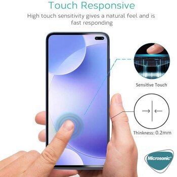 Microsonic Xiaomi Redmi K30 Kavisli Temperli Cam Ekran Koruyucu Film Siyah