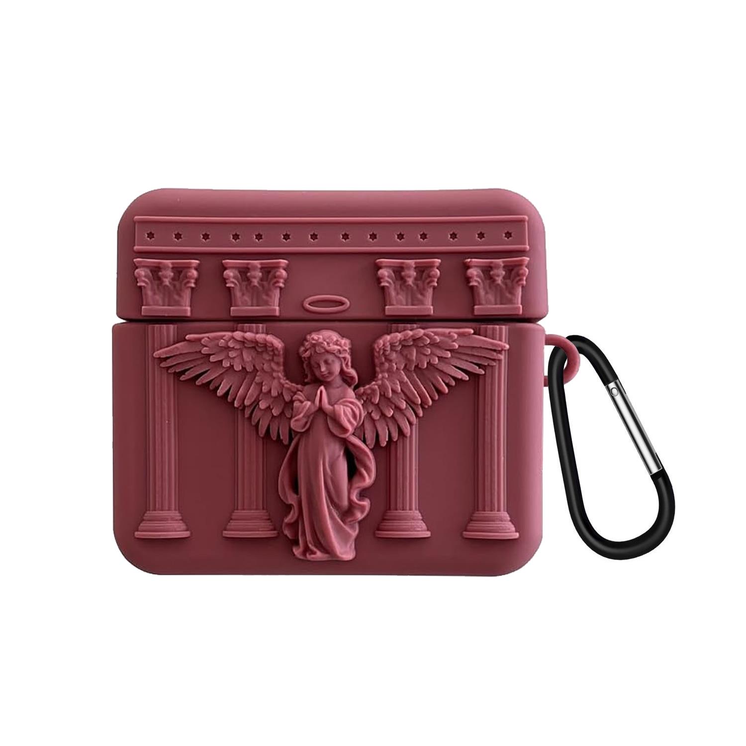 Microsonic Airpods Pro 3 Kılıf Cartoon Figürlü Silikon Praying Angel Bordo