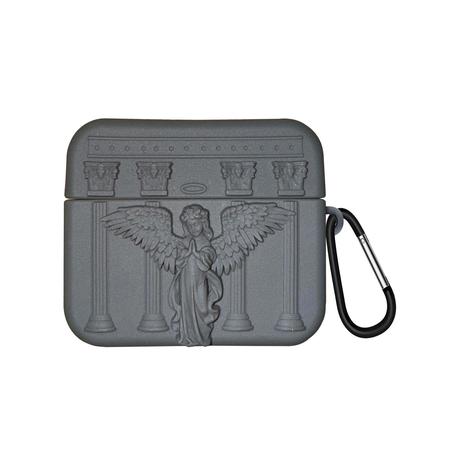 Microsonic Airpods Pro 3 Kılıf Cartoon Figürlü Silikon Praying Angel Gri