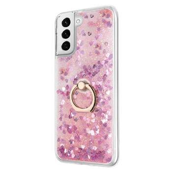 Microsonic Samsung Galaxy S21 FE Kılıf Glitter Liquid Holder Pembe