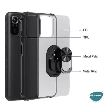 Microsonic Xiaomi Poco M5s Kılıf Grande Clear Ring Holder Lacivert