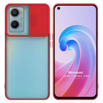 Microsonic Oppo A96 Kılıf Slide Camera Lens Protection Kırmızı