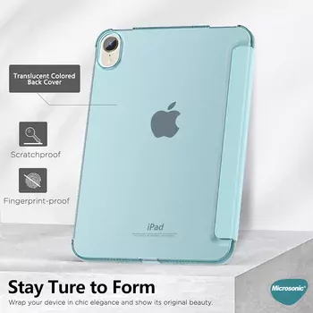 Microsonic Apple iPad Mini 7 Kılıf (A2993-A2995) Slim Translucent Back Smart Cover Lacivert