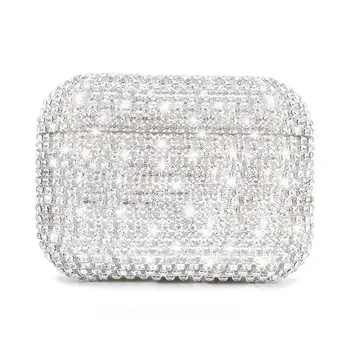 Microsonic Airpods Pro 3 Kılıf Diamond Swarovski Görünümlü Taşlı Gümüş