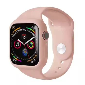 Microsonic Apple Watch SE 2022 44mm Kordon 360 Coverage Silicone Rose Gold