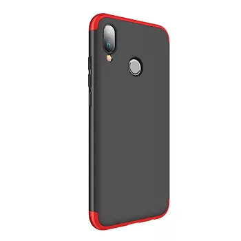 Microsonic Huawei P20 Lite Kılıf Double Dip 360 Protective Siyah Kırmızı