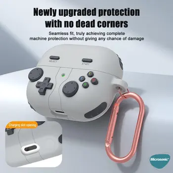 Microsonic AirPods Pro 3 Kılıf Cartoon Figürlü Silikon Retro Gameboy Gri