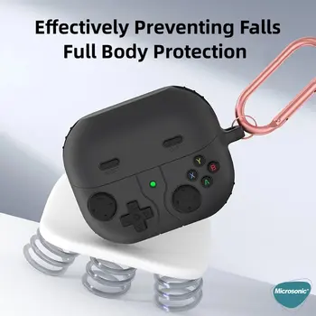 Microsonic AirPods Pro 3 Kılıf Cartoon Figürlü Silikon Retro Gameboy Gri