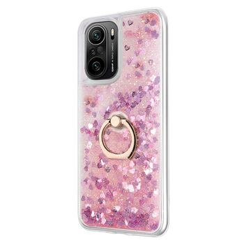 Microsonic Xiaomi Redmi K40 Kılıf Glitter Liquid Holder Pembe