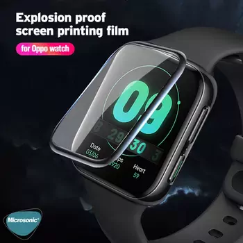 Microsonic Oppo Watch 46mm Tam Kaplayan Temperli Cam Full Ekran Koruyucu Siyah