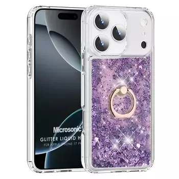 Microsonic Apple iPhone 17 Pro Kılıf Glitter Liquid Holder Mor