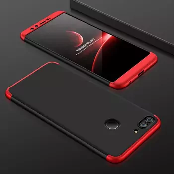 Microsonic Huawei P Smart Kılıf Double Dip 360 Protective Siyah Kırmızı