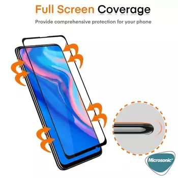 Microsonic Huawei Y9S Tam Kaplayan Temperli Cam Ekran Koruyucu Siyah