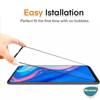 Microsonic Huawei Y9S Tam Kaplayan Temperli Cam Ekran Koruyucu Siyah