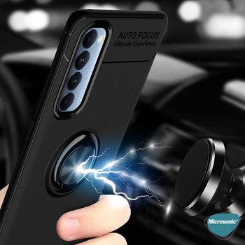 Microsonic Oppo Reno 4 Pro Kılıf Kickstand Ring Holder Kırmızı