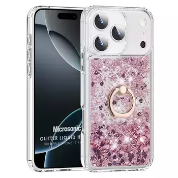 Microsonic Apple iPhone 17 Pro Max Kılıf Glitter Liquid Holder Pembe