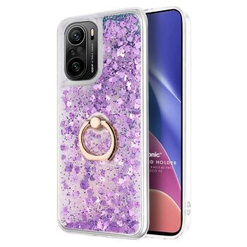 Microsonic Xiaomi Poco F3 Kılıf Glitter Liquid Holder Mor