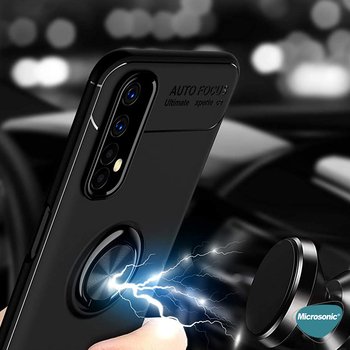 Microsonic Realme 7 Kılıf Kickstand Ring Holder Kırmızı