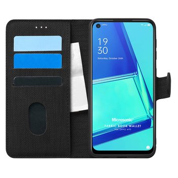 Microsonic Oppo A92 Kılıf Fabric Book Wallet Siyah