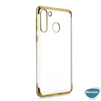 Microsonic Samsung Galaxy A11 Kılıf Skyfall Transparent Clear Gold