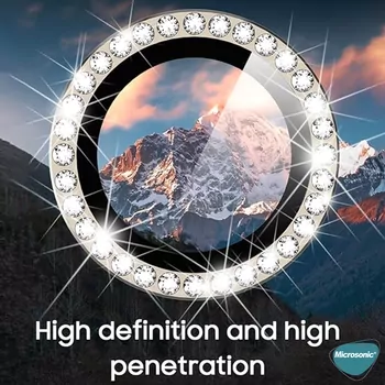 Microsonic Samsung Galaxy S25 Ultra Tekli Diamond Taşlı Kamera Koruma Camı Siyah