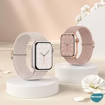 Microsonic Apple Watch Series 10 46mm Kordon Knitted Fabric Loop Kırmızı