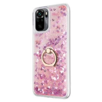 Microsonic Xiaomi Redmi Note 10 Kılıf Glitter Liquid Holder Pembe