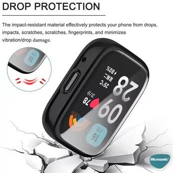 Microsonic Xiaomi Redmi Watch 5 Lite Kılıf 360 Full Round Soft Silicone Gümüş