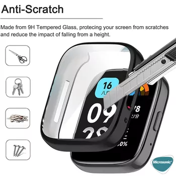 Microsonic Xiaomi Redmi Watch 5 Lite Kılıf 360 Full Round Soft Silicone Gümüş