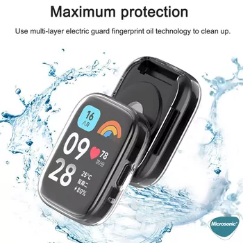 Microsonic Xiaomi Redmi Watch 5 Lite Kılıf 360 Full Round Soft Silicone Gümüş