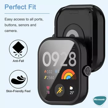 Microsonic Xiaomi Redmi Watch 5 Kılıf 360 Full Round Soft Silicone Gümüş