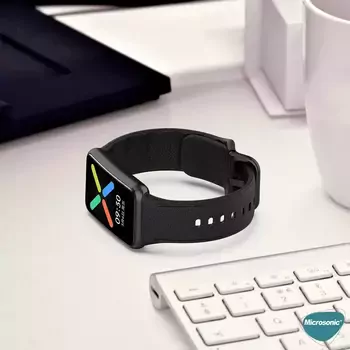 Microsonic Oppo Watch Free Kordon, Silicone Sport Band Kırmızı