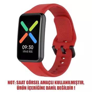 Microsonic Oppo Watch Free Kordon, Silicone Sport Band Kırmızı