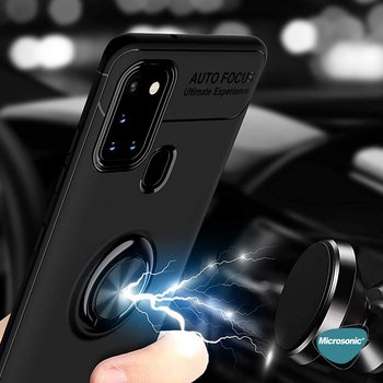 Microsonic Samsung Galaxy A21s Kılıf Kickstand Ring Holder Kırmızı