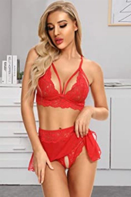 Bella Notte Özel Bölgesi Açık Kırmızı Etekli Bralet Sütyen Takım 16016