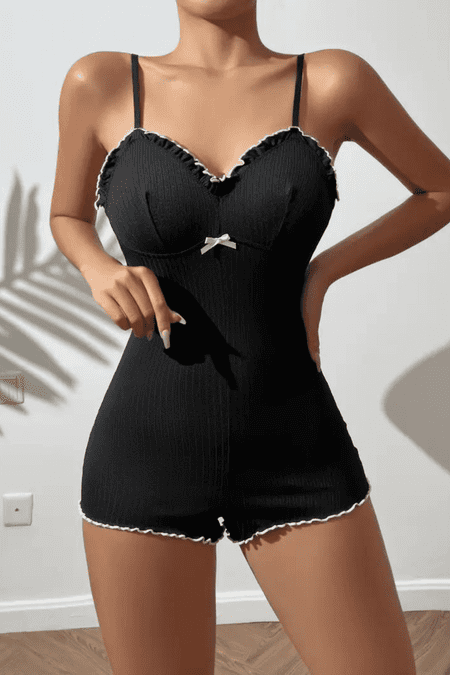 YNT Siyah Dantel Metal Aksesuarlı Özel Tasarım Babydoll PR15078