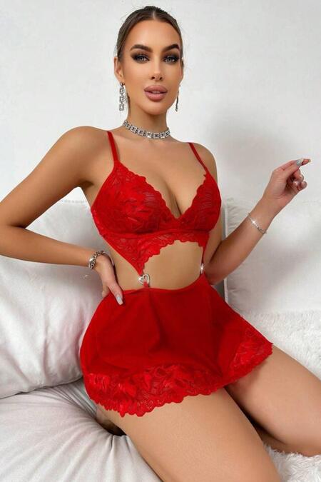 Bella Notte Kırmızı  Valentine's Tasarım Gecelik 18511