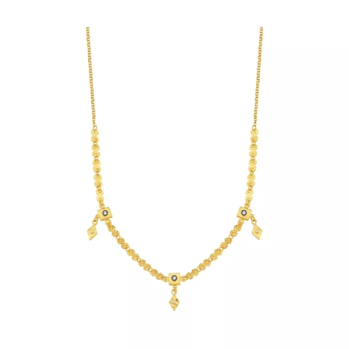 Taşlı Sarkık Kıvrım Pullu Kolye