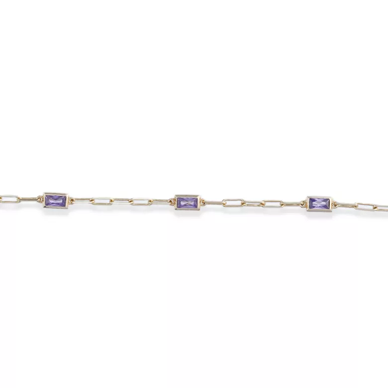 Ametist Renkli Taşlı Bileklik