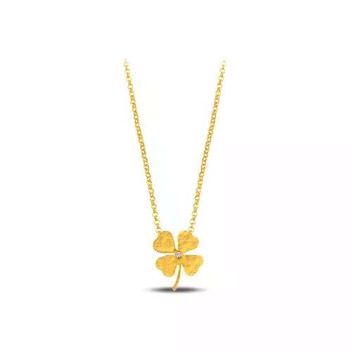 Taşlı Yonca Tasarım Kolye