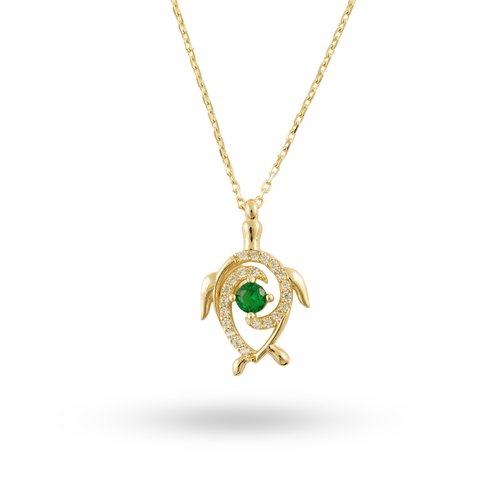 YEŞİL TAŞLI KAPLUMBAĞA KOLYE