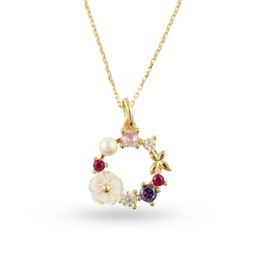 RENKLİ ÇİÇEKLİ HALKA KOLYE